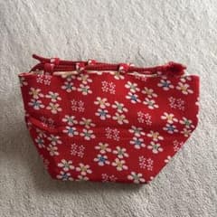 和装用バッグ 巾着 赤色 小花柄のサムネイル
