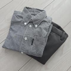 COMME CA ISM 白黒チェック シャツとスラックスのサムネイル