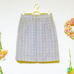 ヴィンテージ スカート タイトスカート チェック ツイード 美品 ラベンダーのサムネイル