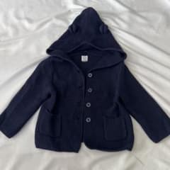 baby GAP くま耳 ニットカーディガン ネイビー　キッズ　ベビー　子供服のサムネイル