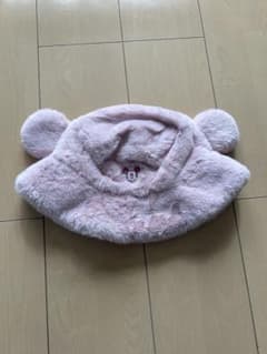クマ耳付きフワフワ帽子 58cm ピンクのサムネイル