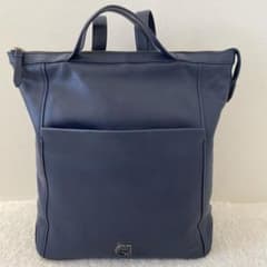 【美品】COLE HAAN リュック 3way トートバッグ オールレザー 青系 美品】COLE HAAN リュック 3way トートバッグ オールレザー 青系