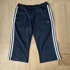 adidas ネイビー ジャージパンツ 膝下丈3本ライン