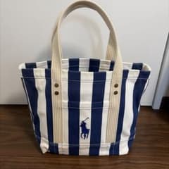 Ralph Lauren ネイビー/ホワイトストライプ トートバッグ - メルカリ