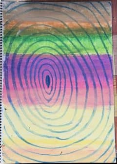 現代アート クレヨン画 抽象画 サークル No.141のサムネイル
