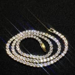 【55cm/4mm】【ゴールド】5Aジルコニア　テニスチェーンネックレスのサムネイル