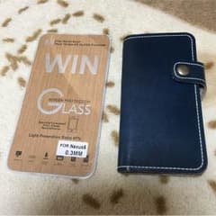 ネクサス5 nexus5 ガラスフィルム 栃木レザー手帳型ケース 新品未使用のサムネイル