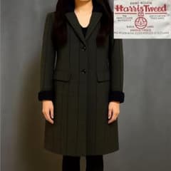 ✨美品/L✨ハリスツイード チェスターコート ヘリンボーン ツイード