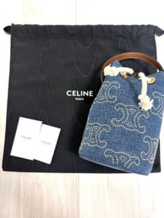 極美品・現行品】CELINE トリオンフ デニムバッグ ドットスタッズ 