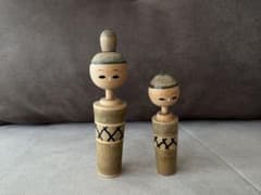 レトロ こけし 2体セット 郷土玩具 木製人形 民芸品 ヴィンテージのサムネイル