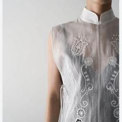 ※5月末まで Mame Sheer Embroidery Vest Mame Kurogouchi Sheer Embroidery Vest - White -SH096