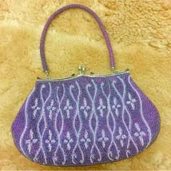 ❤️美品❤️ビーズ ハンドバッグパープル 紫 結婚式 ドレス 着物のサムネイル