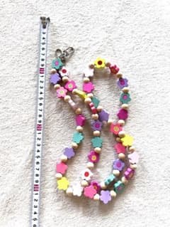 カラフル花柄木製ストラップ 約80cmのサムネイル