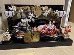 雛人形 親王飾り 桜柄屏風 伝統工芸品　千匠作 値下げ中】雛人形 親王飾り 桜柄屏風 伝統工芸品 千匠作 - メルカリ