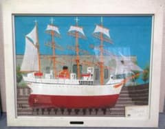 柳原良平氏　油絵　「日本丸保存」　15号（1982年作品）【真作保証】　漫画集団 柳原良平氏 油絵 「日本丸保存」 15号（1982年作品）【真作保証】 漫画