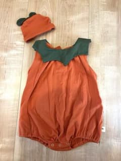 【美品】ハロウィン かぼちゃ ロンパース帽子セット 90