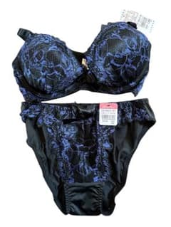 エメフィール　黒と青のレースブラジャーショーツセットのサムネイル