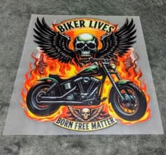 Biker Lives 熱転写シート　ステッカー デカール バイク 骸骨 炎のサムネイル