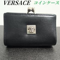 ヴェルサーチ がま口 小銭入れ コインケース 黒 財布 本革 VERSACE 