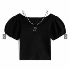 【GRL】ストラップ付きラインストーンロゴニットトップスのサムネイル