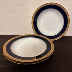 大倉陶園 ロイヤルブルー 瑠璃クラウンエンボス スーププレート