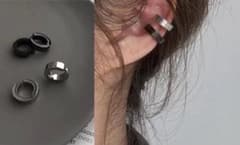 Set of 2 non-pierced ear cuffs | Simple silver | Unisex | Non-pierced earrings