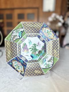 金彩手描き 八角皿 和食器 飾り皿／和モダン／アンティーク風インテリアのサムネイル