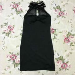 黒のミニドレス★胸元透け感のサムネイル