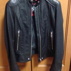 新品 DIESEL 羊皮 シングル ライダース 本革 レザーのサムネイル