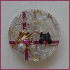 No.2620ハンドメイド　ヘアゴム　レジン　ドライフラワー 黒猫ちゃん No.2620ハンドメイド ヘアゴム レジン ドライフラワー 黒猫ちゃん