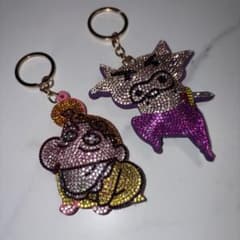 Crayon Shin-chan Rhinestone Keychain: Himawari & Buriburi Zaemon