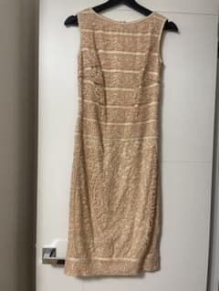TADASHI SHOJI　ノースリーブワンピース　レース刺繍　花柄　size2 Tadashi shoji 花刺繍のピンクベージュノースリーブワンピース S