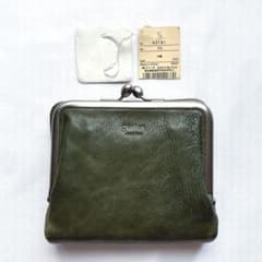 【美品】genten ゲンテン アンティーコ がま口二つ折り財布 モスグリーン緑 美品】genten ゲンテン アンティーコ がま口二つ折り財布 モスグリーン
