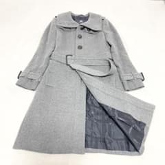 美品　BURBERRY LONDON ウール&カシミヤ ロングコート　グレー BURBERRY LONDON ウールコート カシミヤ混 ロングコート ベルト付