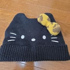 HELLO KITTY 고양이 귀 니트 모자 블랙