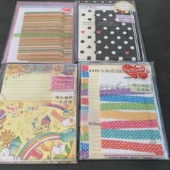 134平成レトロ当時物　まとめ売り　レターセット4袋トランプドット線虹スタンプのサムネイル