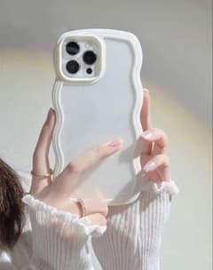 新品 iPhone15 ケース ウェーブデザイン ホワイト クリアケースのサムネイル