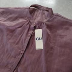 新品未使用GU パープル シアーシャツのサムネイル