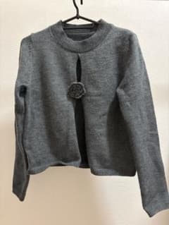 SHEIN フラワーモチーフボタン ニットカーディガン グレーのサムネイル