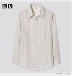 UNIQLO ユニクロ 長袖 ストライプ シアー シャツ ブラウス ベージュのサムネイル