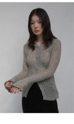【OHTORO】 Feather Damage Cardigan グレーのサムネイル