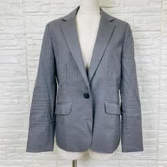 【シルク混】 ジャケット 本切羽 グレー ストライプ 11号 L【3227】のサムネイル