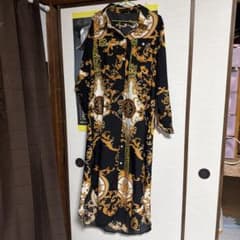 バロック調 総柄 ロングシャツワンピース 長袖のサムネイル