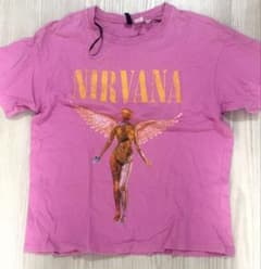 NIRVANA プリント 半袖Tシャツ ピンク ニルヴァーナのサムネイル