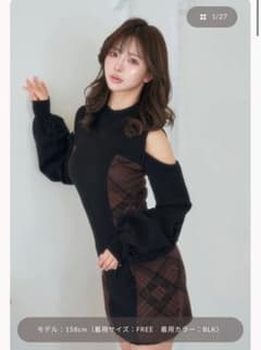 darich サイドチェックニットミニワンピース BLK FREE-Lのサムネイル