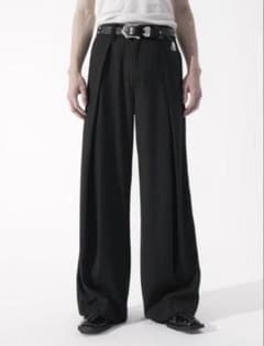 CS】stripe cross tuck drape slacks 黒 M - メルカリ