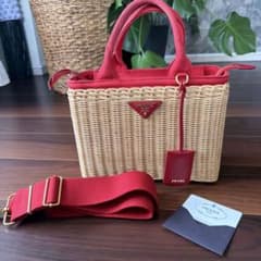 PRADA ウィッカー カゴバッグ レッドのサムネイル