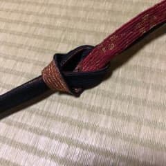 【週末セール】黒地桜矢模様正絹帯締め 矢絣のサムネイル
