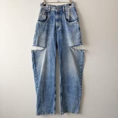 美品 メゾンマルジェラ スラッシュ デニム パンツ ダメージ加工 ブルー 38 Maison Margiela スラッシュデニム ブルー 38 - メルカリ