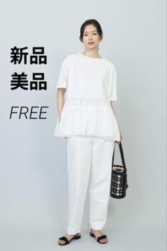 プルミエアロンディスモン　コットンポンチ×タフタトップス　ホワイト 美品✨プルミエアロンディスモン コットンポンチタフタトップス - メルカリ